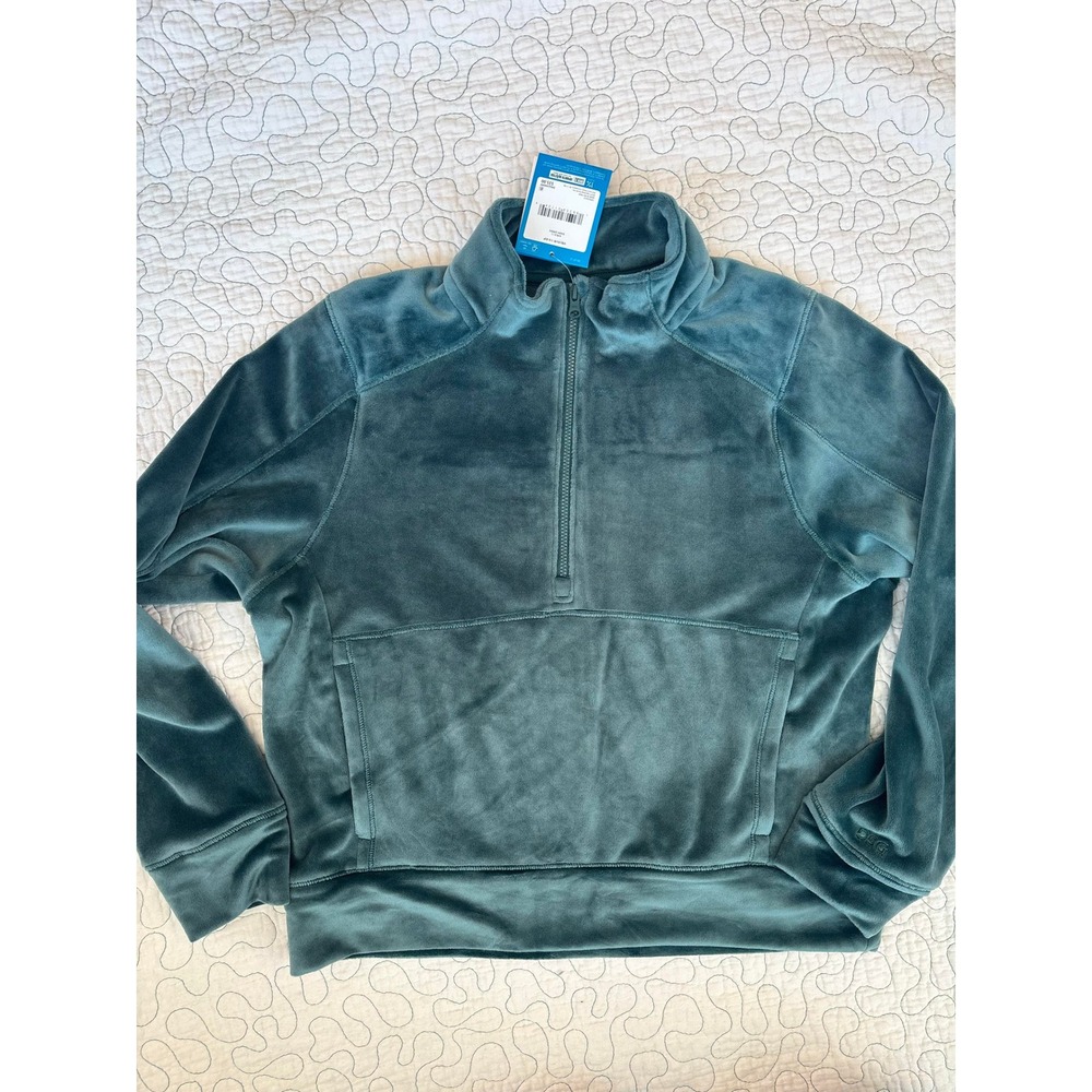 DSG Girls Velour 1/4 Zip Cropped‎ Pullover Dark Green Size Large (14) #90